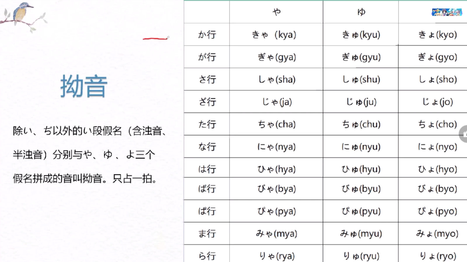 日语课 初级 （五十音） 15. 拗音-galgame